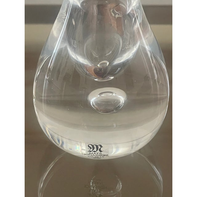 Pair of Vintage Mid 20th Century Mats Jonasson Art Glass Bud Vases Signed For Sale - Image 11 of 13