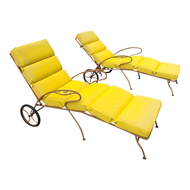 Salterini Wrought Iron Chaise Lounges a Pair Chairish