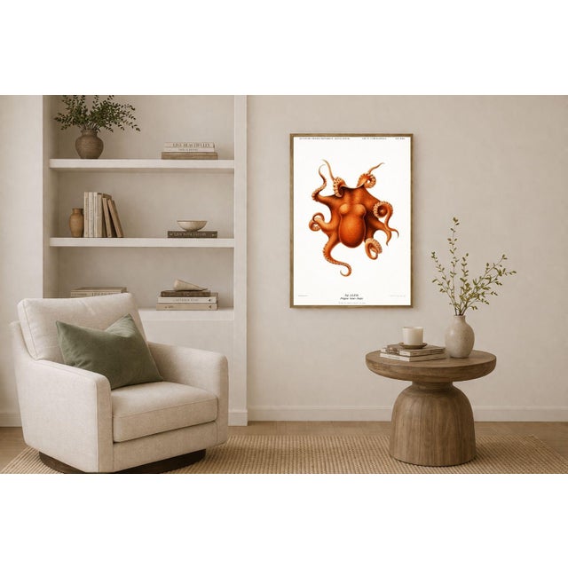 Antique Reproduction Octopus Study, Deep Sea Expedition Illustration, Coastal Marine Art Print, 24" × 36" For Sale - Image 4 of 9