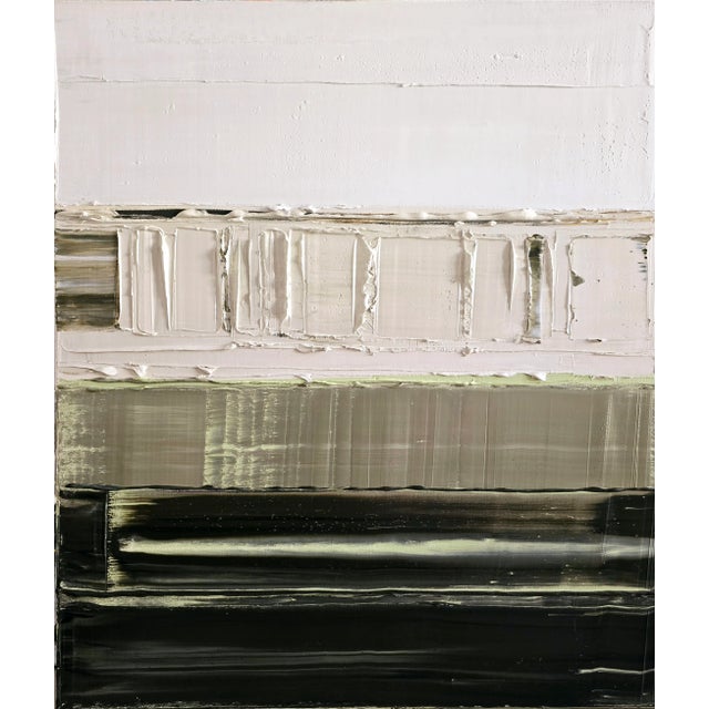 Abstract 'The Seine River' (Paris) - Abstract Minimalist Landscape Oil Painting by Diane Grant / Neutral Color Palette / Color Field, Unframed For Sale - Image 3 of 11