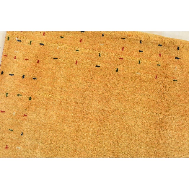 Textile Gabbeh Rug 2’3” X 4’8” Gold Wool Contemporary Hand-Knotted Carpet For Sale - Image 7 of 13
