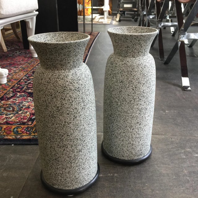Stone Alfiero Mangani Granite Finish Ceramic Vases - A Pair For Sale - Image 7 of 8