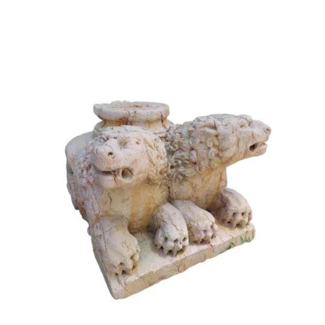 Marble Base Depicting Lions with Joined Bodies, 18th Century, Set of 2 For Sale - Image 10 of 10