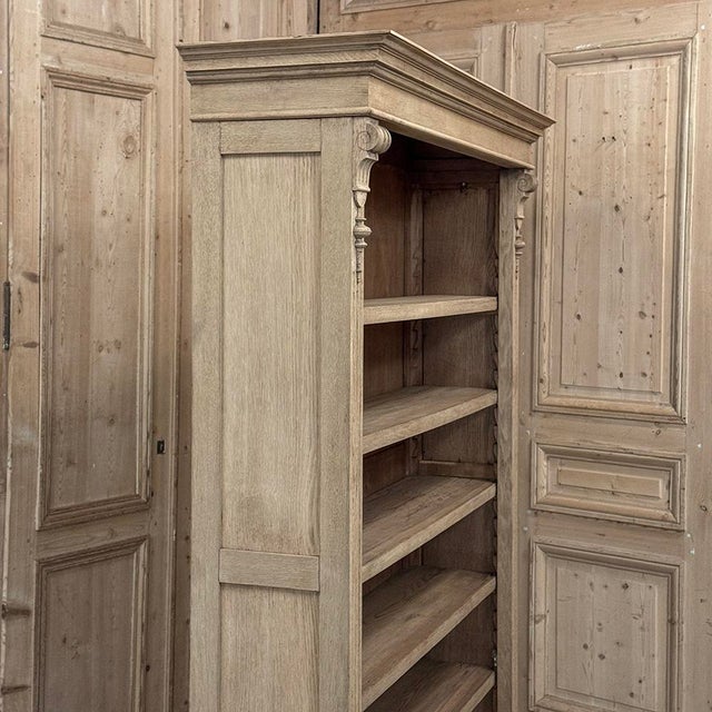 Antique Dutch Neoclassical Open Bookcase in Solid Stripped White Oak For Sale - Image 16 of 18