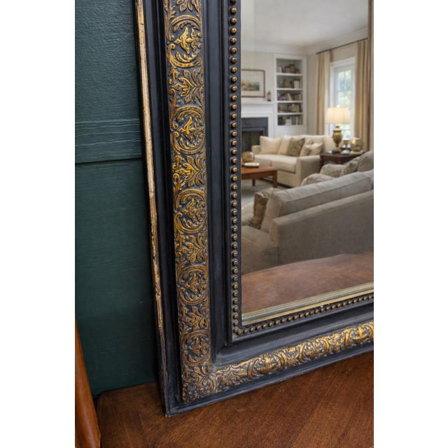 Mid 19th Century 19th Century French Louis Phillipe Style Black and Gold Mirror For Sale - Image 5 of 7