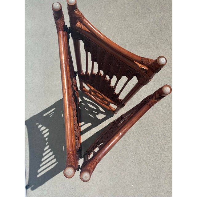 1940s 1940's Bamboo and Rattan Woven Wicker Folding 3 Panel Fireplace Screen For Sale - Image 5 of 12