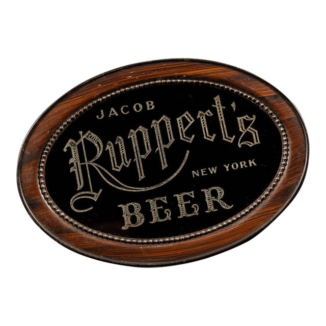 1900s–1910s Jacob Ruppert’s Beer Reverse-Painted Glass Sign For Sale