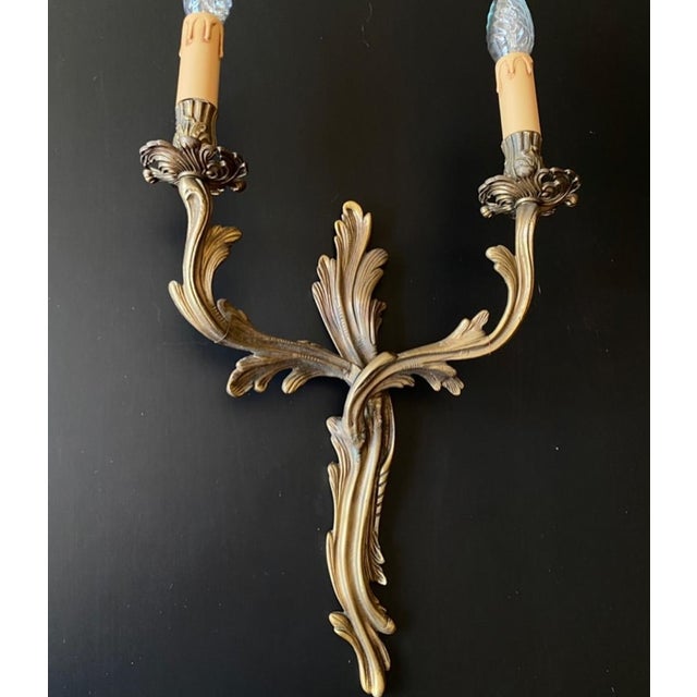 Vintage Bronze Wall Lights, 1950s, Set of 2 For Sale - Image 6 of 12
