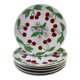 1970s Richard Ginori Cherry and Blossom Dinner Plates Italy - Set of 6 For Sale
