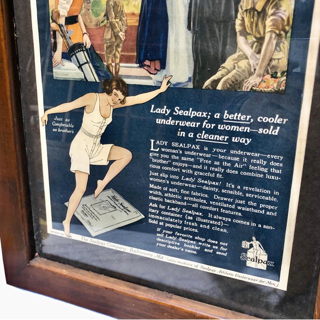 USA広告入シューホーン／1910s antique／アメリカ／Princess 1910s Lady Sealpax Underwear Framed Full Page Advertising