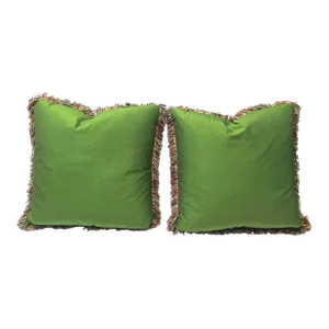 Vintage Custom Pillows W/Colored Fringe, Pr