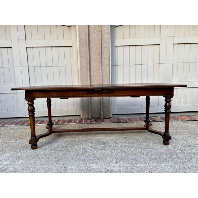 Antique English Oak Refectory Dining Table Jacobean Double Leaf 10 Ft. C1930 For Sale - Image 4 of 18