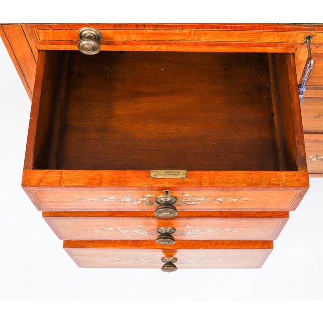 Antique English Late Victorian Sheraton Revival Satin Wood Bureau, 19th Century For Sale - Image 17 of 18