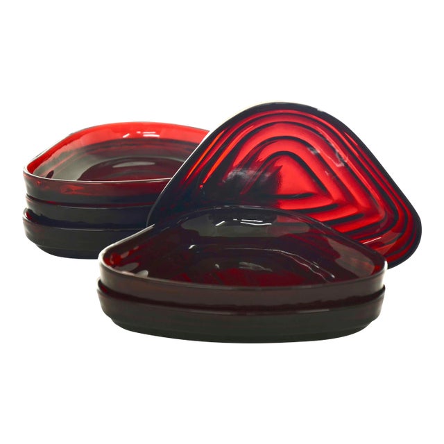 1960s Ruby Red Triangle Bowls – Set of 6 For Sale