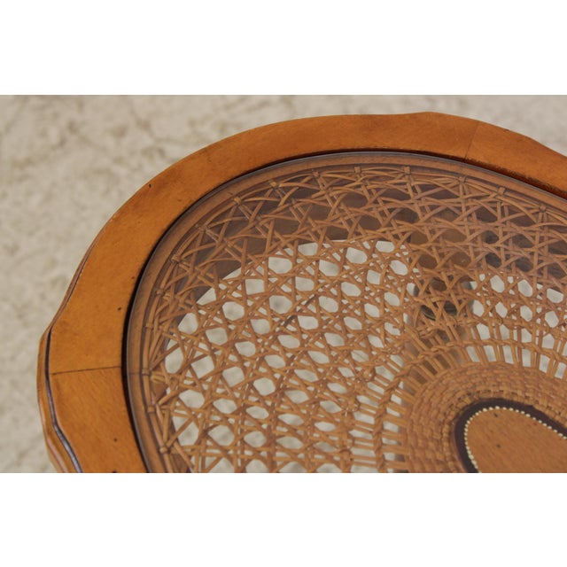 Wood Adams Style Cane & Glass Top Paint Decorated Table For Sale - Image 7 of 15
