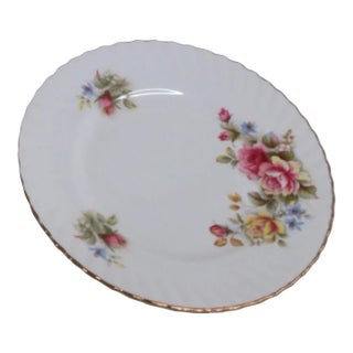 Rosina Queens England Bone China Floral Pink and Yellow Roses Plate For Sale