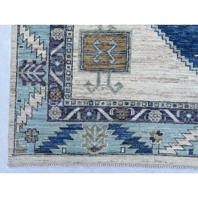 Textile Aqua & Blue Anatolian Medallion Rug 8x10 For Sale - Image 7 of 10
