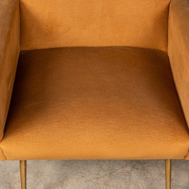 Vintage Italian Lounge Chairs in Ochre Velvet, 1960, Set of 2 For Sale - Image 9 of 18