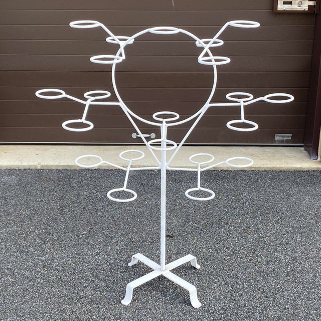 Mid-Century Rotating Wrought Iron 21 Ring Plant Stand For Sale - Image 13 of 13