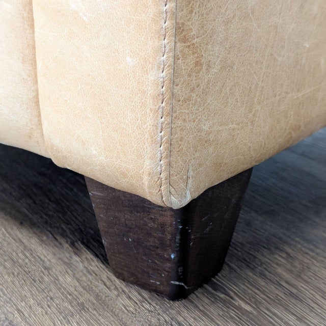 Tan West Elm Tan Leather Lounge Chair – Modern Comfort & Style For Sale - Image 8 of 9