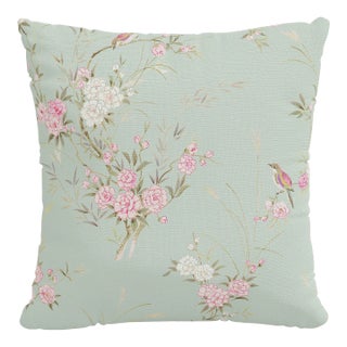 Rachel Ashwell x Cloth & Co 20" Decorative Pillow in Green Bird Chinoiserie For Sale