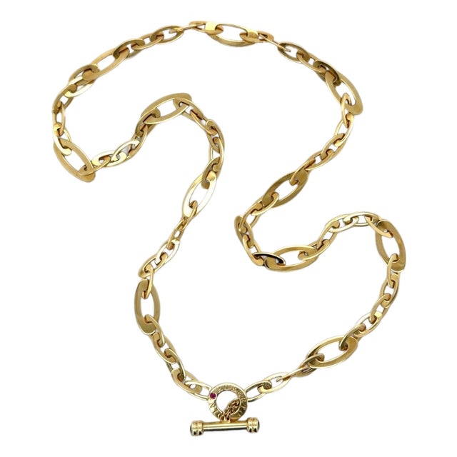 Roberto Coin, Yellow Gold Oval Link Toggle Necklace, 18k For Sale