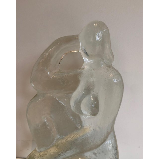 1970s 1970s Glass Sculpture Depicting a Nude Woman Posing in the French Art Deco Style For Sale - Image 5 of 12