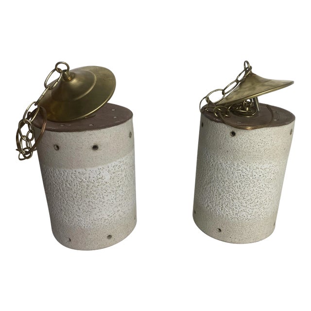 Pair of Late 20th Century Artisan Ceramic Pendant Lights For Sale