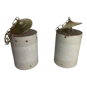 Pair of Late 20th Century Artisan Ceramic Pendant Lights