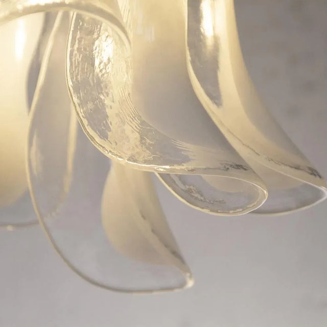 Petal Ceiling Lamp in Murano Glass Crystal and White Glass, 1990s For Sale - Image 10 of 11