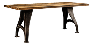 Vintage Industrial Butcher Block Dining Table With Cast Iron Legs