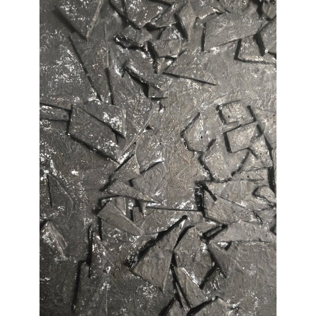 Textile Oversized Matte Black & White Textured Abstract — Original Oil Painting by Diane Grant | Louise Nevelson For Sale - Image 7 of 18