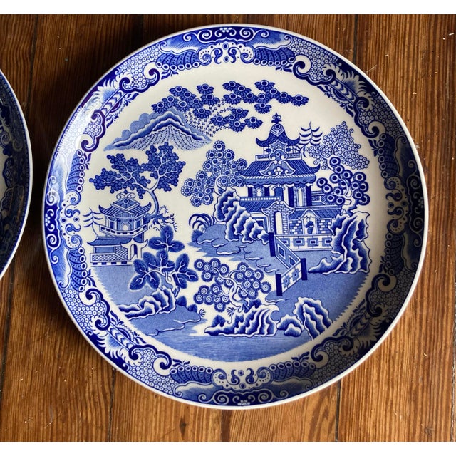 English Spode Blue Room Collection Plates in the Willow Pattern Series - Set of Four For Sale - Image 3 of 6