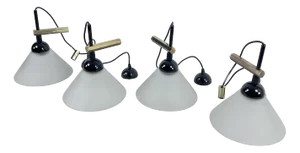 Italian Modern Brass and Murano Glass Wall Lamps from Quattrifolio, 1964, Set of 4