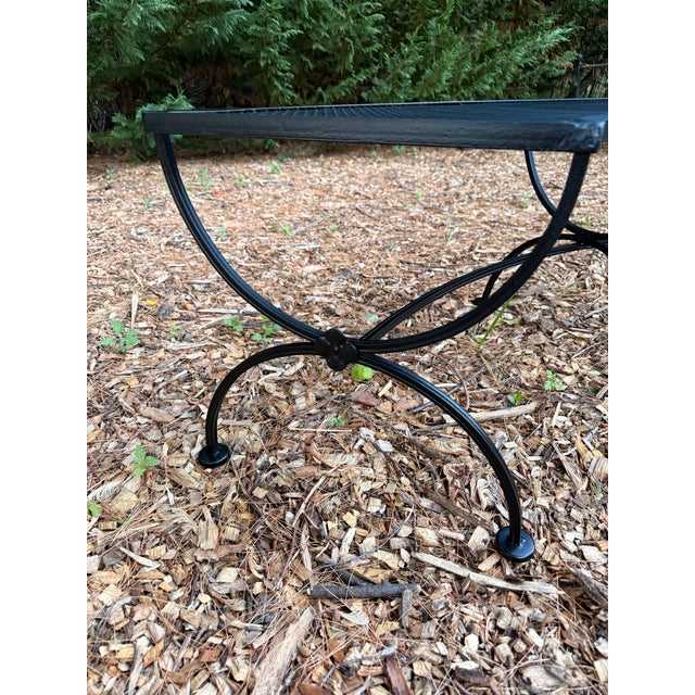 1950s Vintage Salterini Style Curved Wrought Iron Garden Bench, Restored For Sale - Image 5 of 10