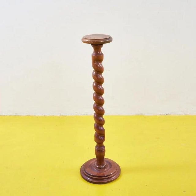 Twisted Wooden Column for Plant Holders For Sale - Image 5 of 5