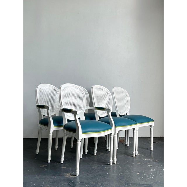 Kravet Vintage Medallion Back Cane Dining Chairs - Set of Six For Sale - Image 4 of 10