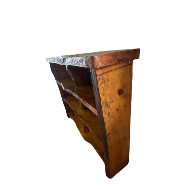 Late 20th Century Late 20th Century Rustic Live-Edge Solid Wood & Corrugated Metal Open Bookcase For Sale - Image 5 of 8