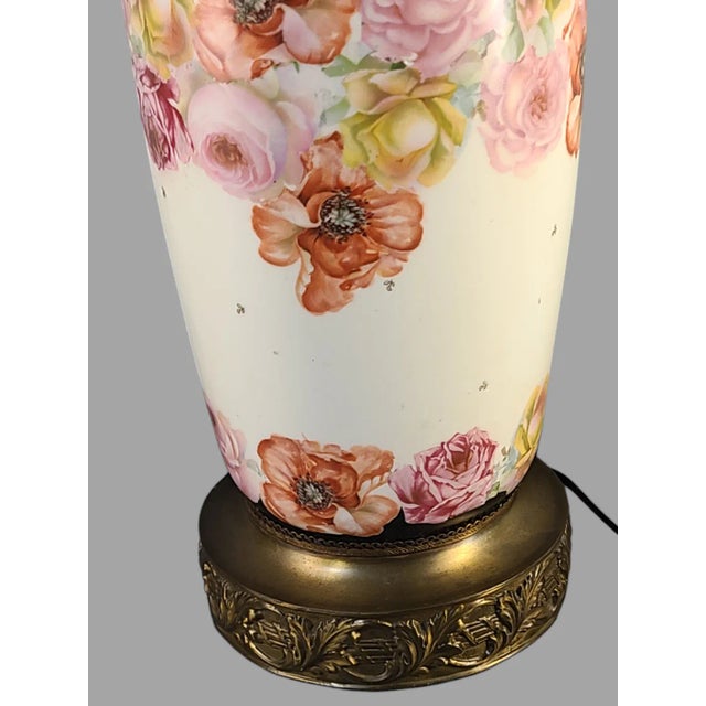 Up for sale is a beautifully crafted antique Austrian porcelain banquet lamp, measuring 35 inches in height to finial. The...