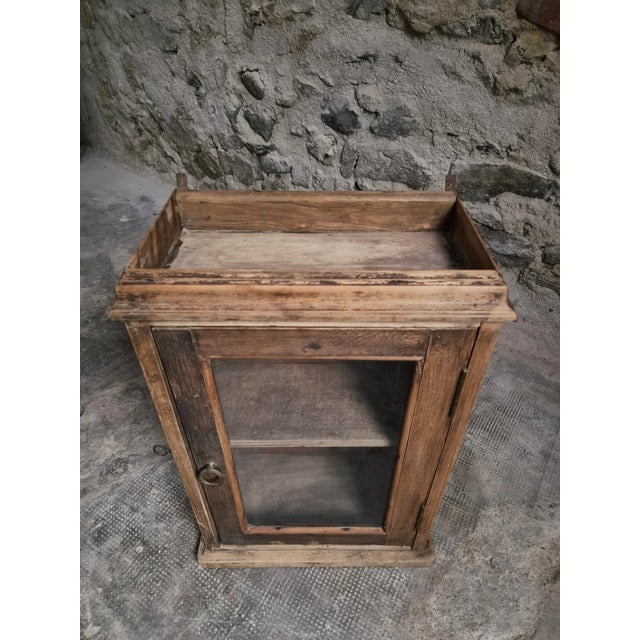 Antique French Wall Cabinet in Pine and Oak with Glass Door, 1850s For Sale - Image 16 of 18