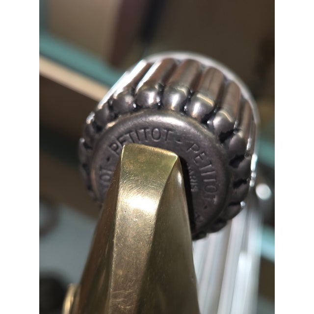 Early 20th Century Petitot Signed Bronze, Nickel, Aluminum, Glass Five Arm Skyscraper Chandelier For Sale - Image 18 of 18