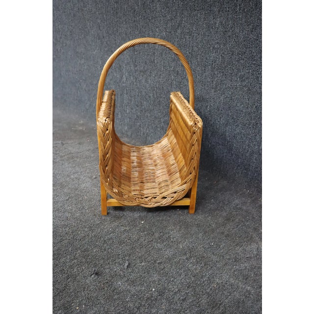 1970s Mid Century Wicker Magazine Rack For Sale - Image 5 of 6