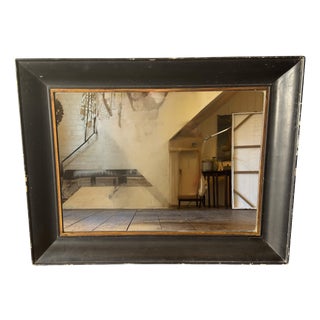 Antique Ebonised Cushion Frame Wall Mirror with Gilt Slip, 1900s For Sale
