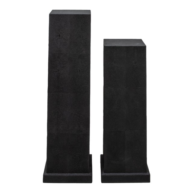 Pair of Modern Classic Columns in Black Shagreen by R&y Augousti For Sale