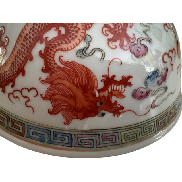 Red Late 19th Century Exceptionally Fine 'Famille Rose' and Iron-Red 'Dragon and Phoenix' Porcelain Bowl For Sale - Image 8 of 13