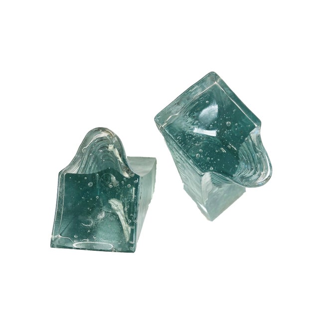 Vintage 1970s Glass Bookends - a Pair For Sale In New Orleans - Image 6 of 8
