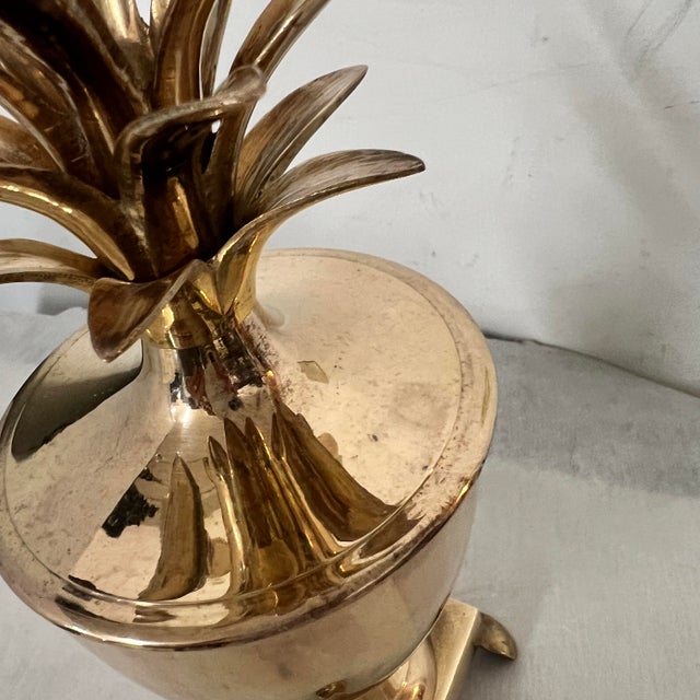 Metal Vintage Pineapple Brass Urn For Sale - Image 7 of 9