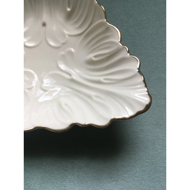 Antique White Vintage Lenox Woodland Leaf Patterned Decorative Bowl For Sale - Image 8 of 12