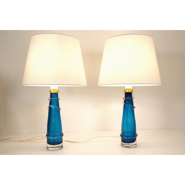 Swedish Art Glass Table Lamps by Carl Fagerlund for Orrefors, 1950s, Set of 2 For Sale - Image 3 of 14