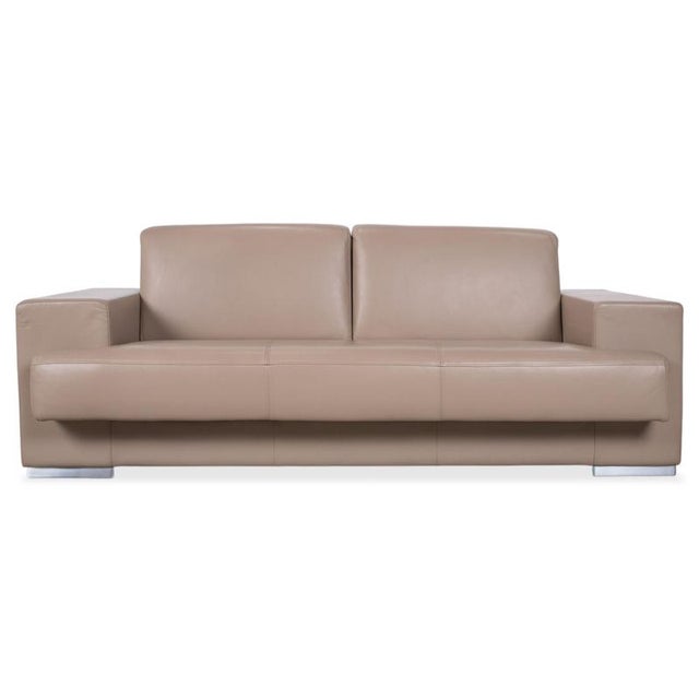 Rolf Benz Set of Three-Seater and Two-Seater Leather Sofas in Cream Beige, Set of 2 For Sale - Image 10 of 11